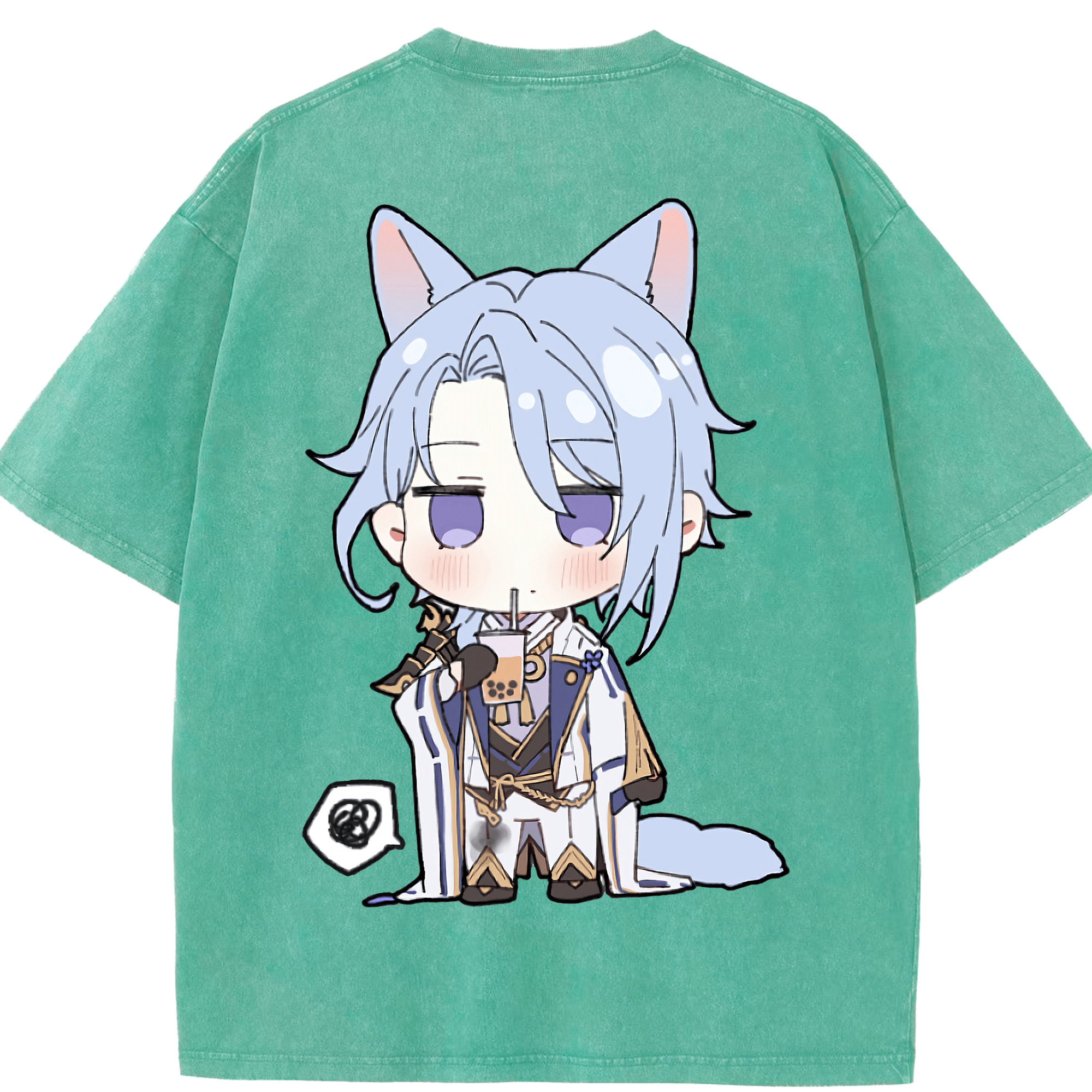 げんし神 神里綾人 かみさとあやと genshin Kamisato Ayato 綿100% ヴィンテージ風 半袖Tシャツ（背面プリント）